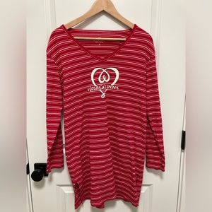 Vintage Victorias Secret Red Striped Night Shirt Size Small